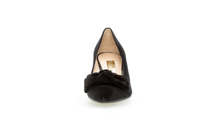 GABOR - 51.451.17 MEDIUM HEEL COURT SHOE - BLACK SUEDE