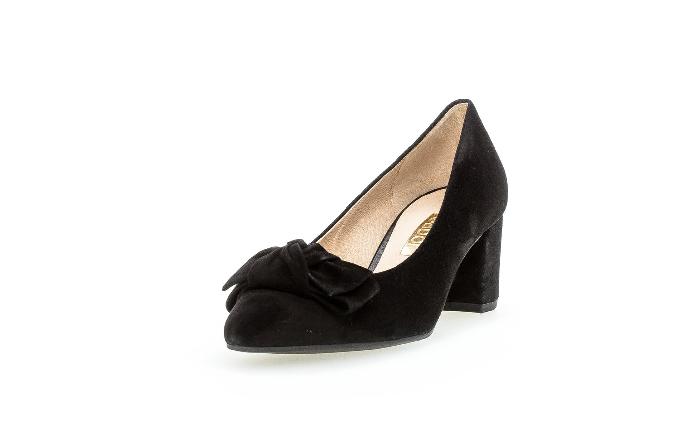 GABOR - 51.451.17 MEDIUM HEEL COURT SHOE - BLACK SUEDE