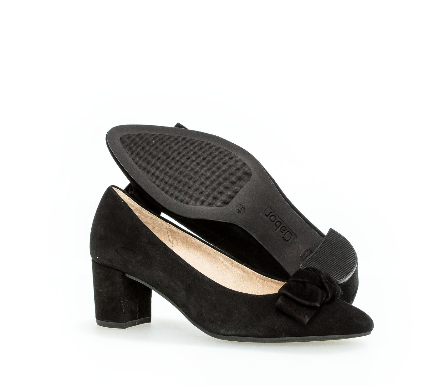 GABOR - 51.451.17 MEDIUM HEEL COURT SHOE - BLACK SUEDE