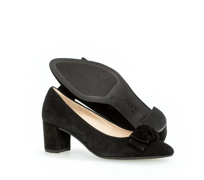 GABOR - 51.451.17 MEDIUM HEEL COURT SHOE - BLACK SUEDE