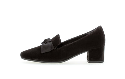 GABOR - 52.142.47 LOW HEEL COURT SHOE - BLACK SUEDE