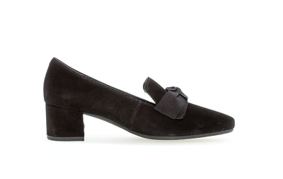 GABOR - 52.142.47 LOW HEEL COURT SHOE - BLACK SUEDE