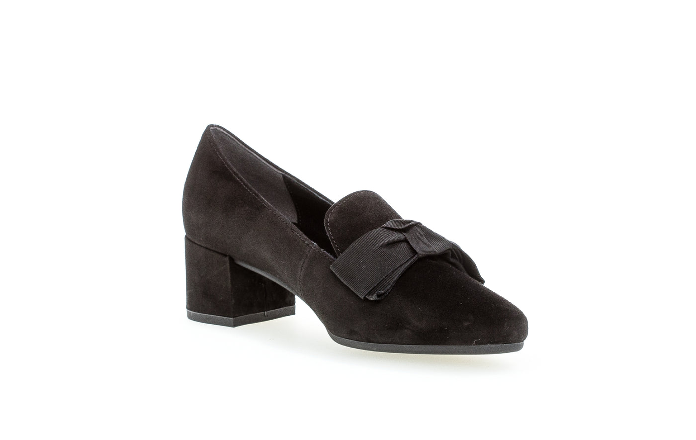 GABOR - 52.142.47 LOW HEEL COURT SHOE - BLACK SUEDE
