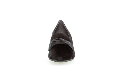 GABOR - 52.142.47 LOW HEEL COURT SHOE - BLACK SUEDE