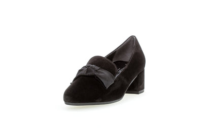 GABOR - 52.142.47 LOW HEEL COURT SHOE - BLACK SUEDE