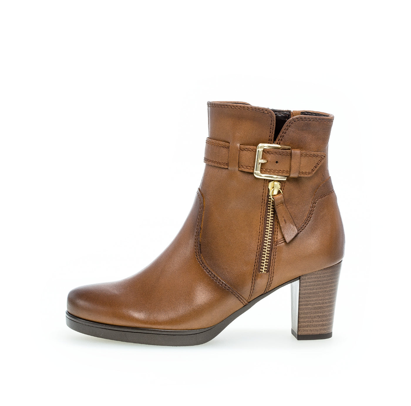GABOR - 52.863.52 HI HEEL BOOT - TAN LEATHER