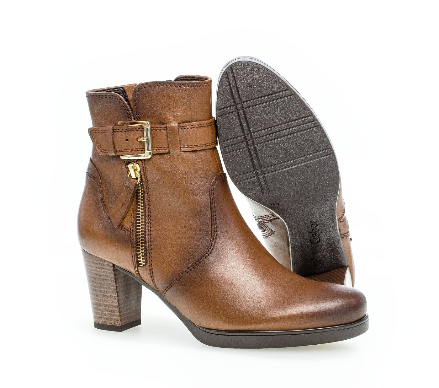 GABOR - 52.863.52 HI HEEL BOOT - TAN LEATHER