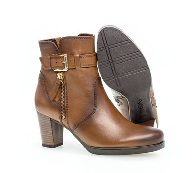 GABOR - 52.863.52 HI HEEL BOOT - TAN LEATHER
