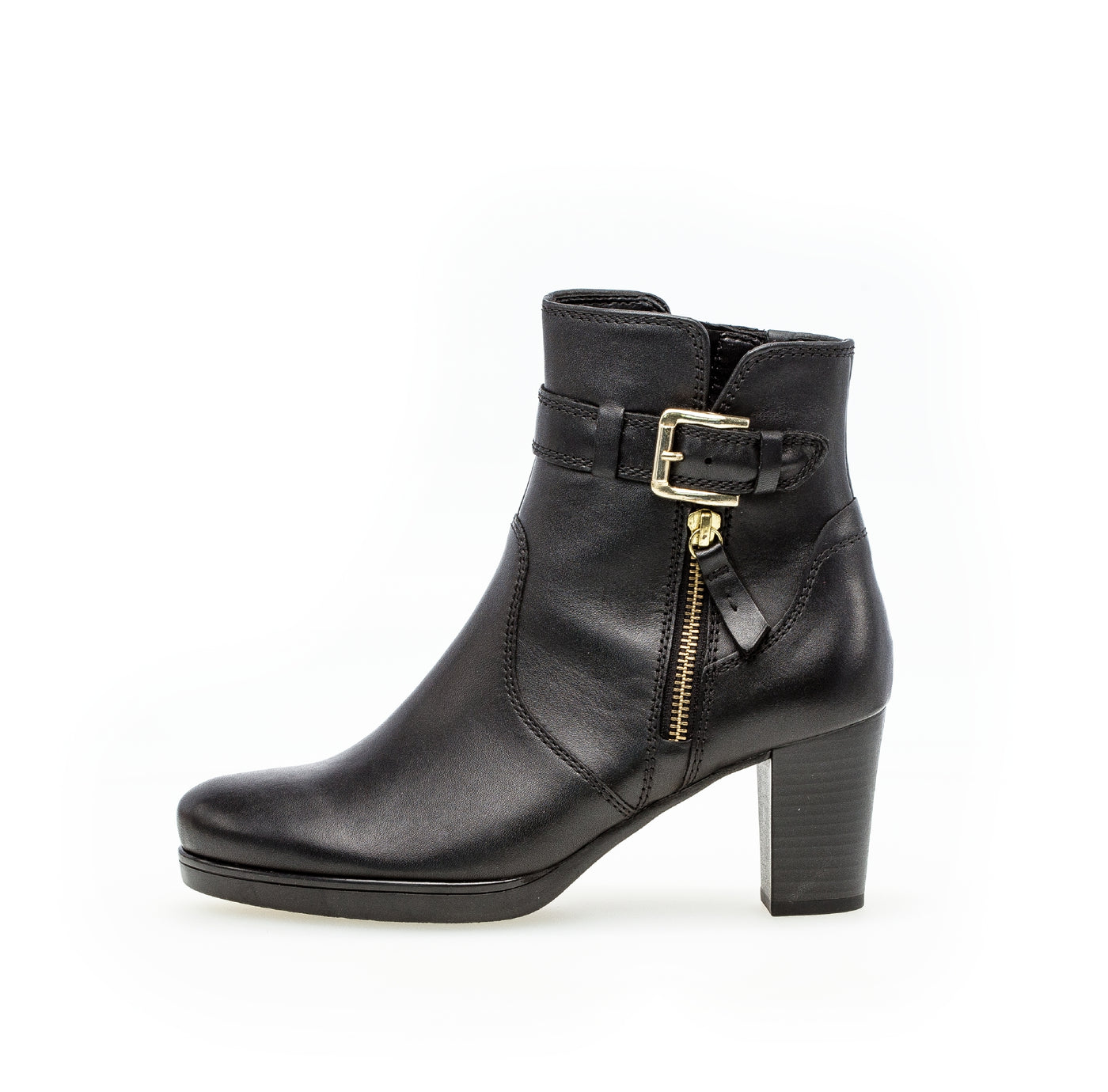 GABOR - 52.863.57 HI HEEL BOOT - BLACK LEATHER