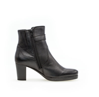 GABOR - 52.863.57 HI HEEL BOOT - BLACK LEATHER