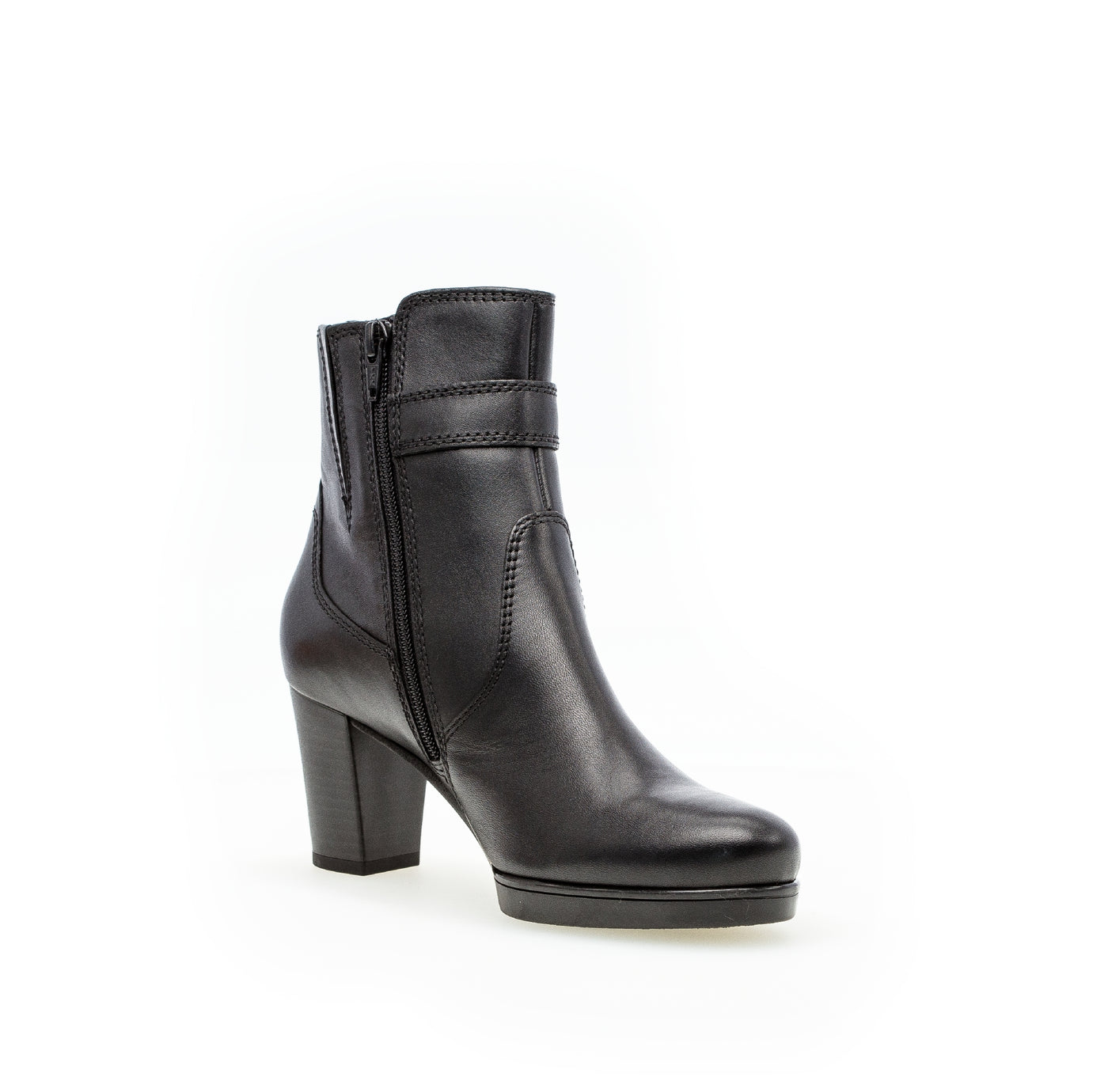 GABOR - 52.863.57 HI HEEL BOOT - BLACK LEATHER