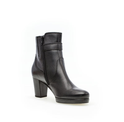 GABOR - 52.863.57 HI HEEL BOOT - BLACK LEATHER