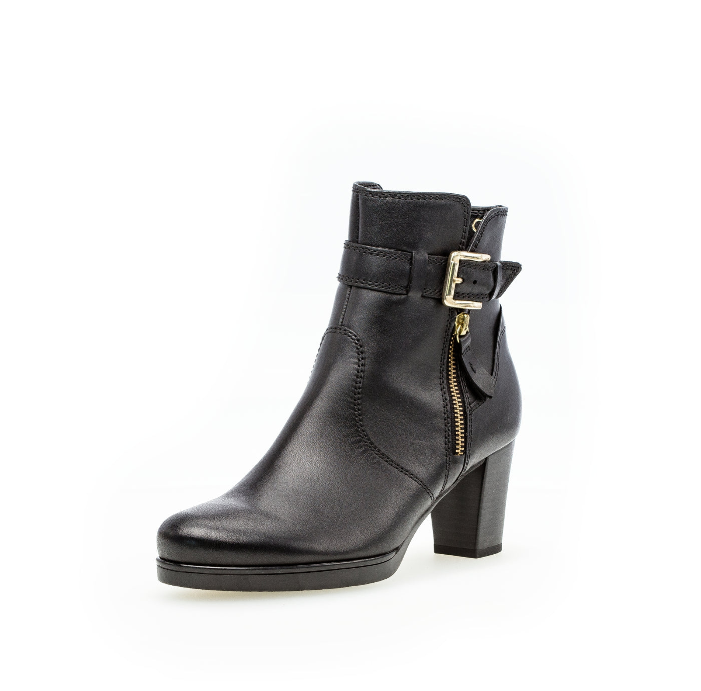 GABOR - 52.863.57 HI HEEL BOOT - BLACK LEATHER