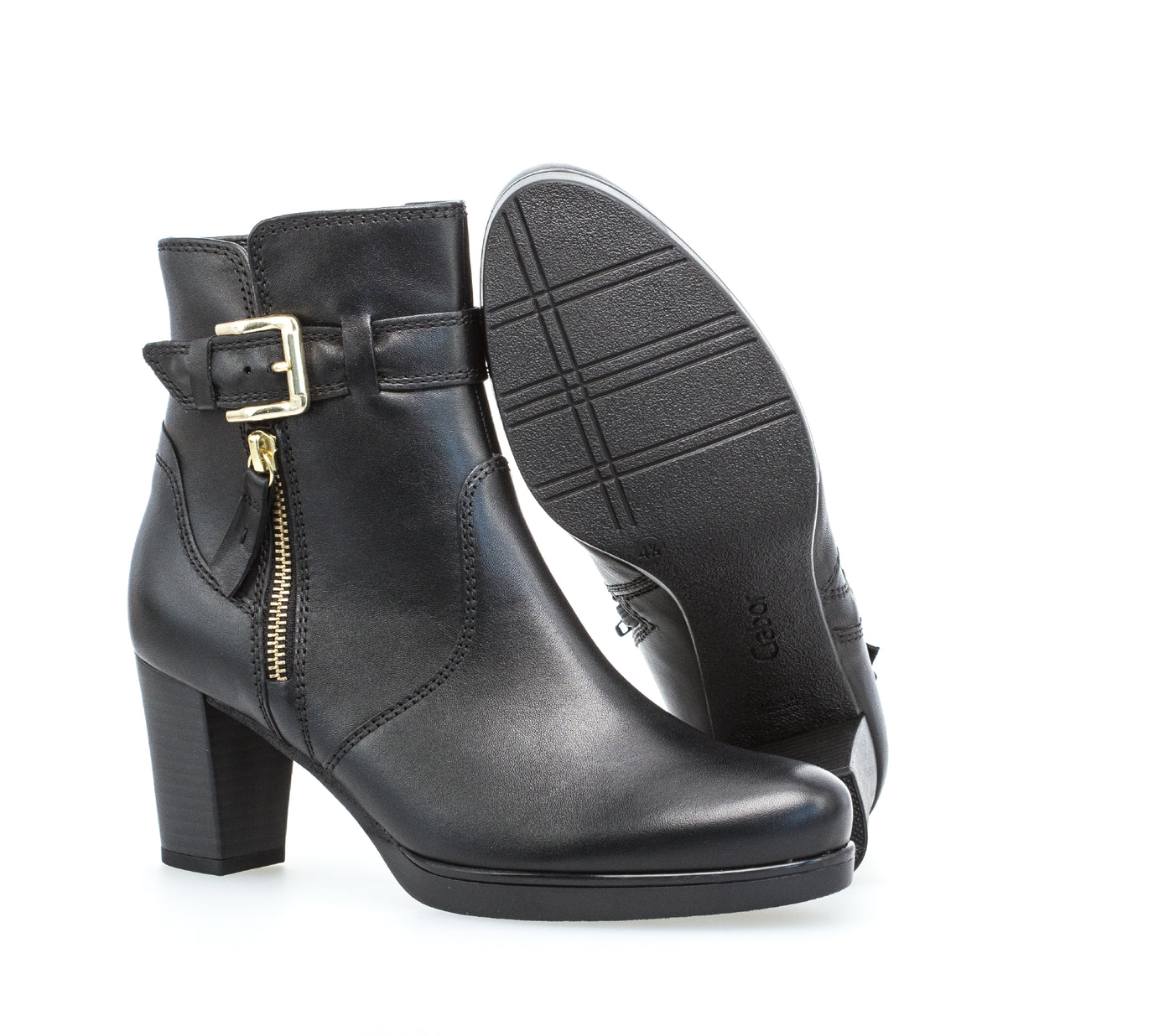 GABOR - 52.863.57 HI HEEL BOOT - BLACK LEATHER