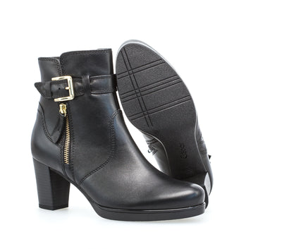 GABOR - 52.863.57 HI HEEL BOOT - BLACK LEATHER