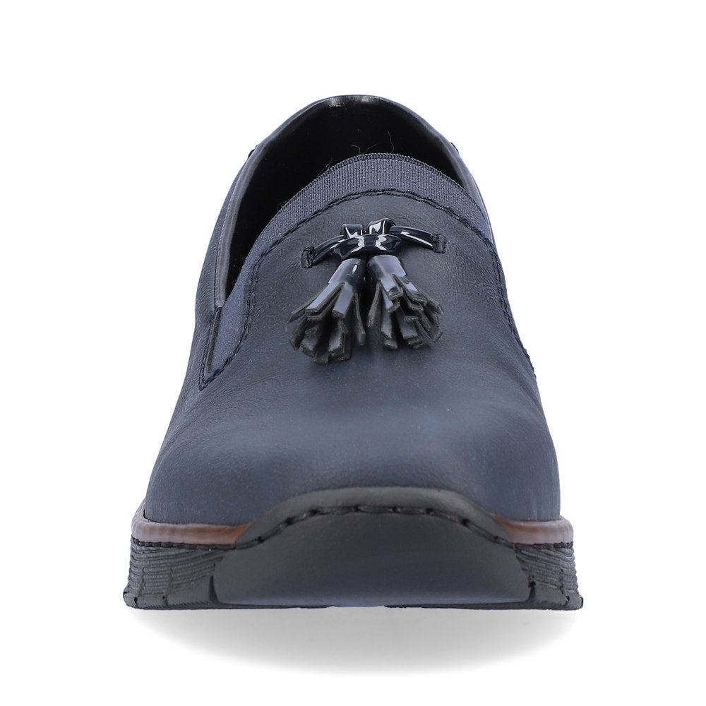 RIEKER - 53751-14 LOW WEDGE SLIP-ON SHOE WITH TASSEL - NAVY