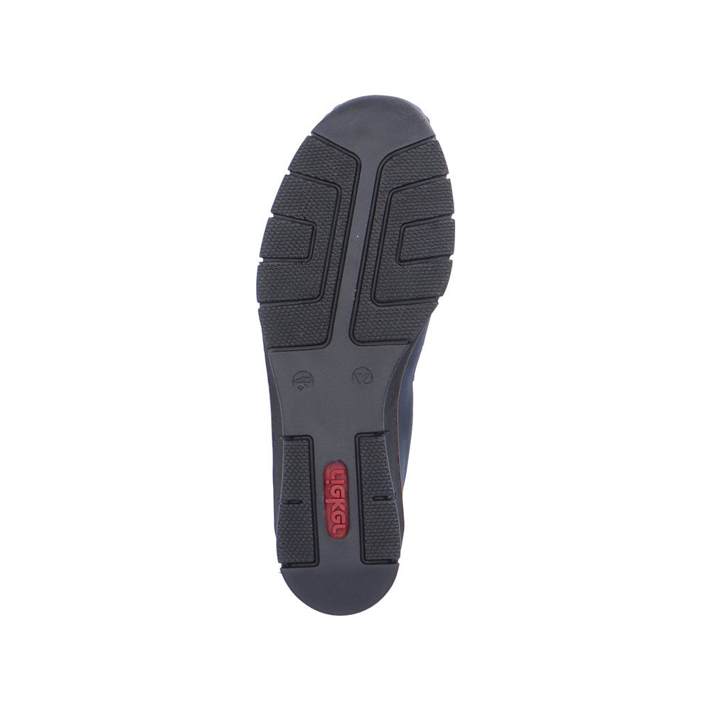 RIEKER - 53751-14 LOW WEDGE SLIP-ON SHOE WITH TASSEL - NAVY