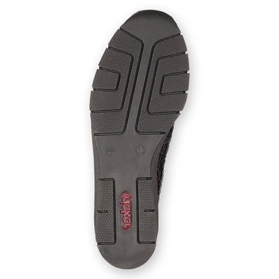 RIEKER - 53766-45 SLIP-ON COMFORT SHOE WITH WEDGE HEEL - BLACK CROC