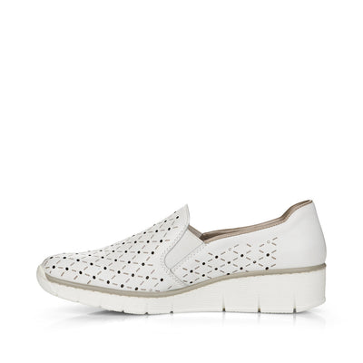 RIEKER - 53795-80 LOW WEDGE SLIP-ON SHOE - WHITE