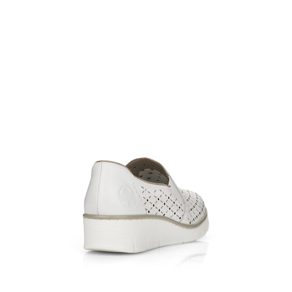 RIEKER - 53795-80 LOW WEDGE SLIP-ON SHOE - WHITE