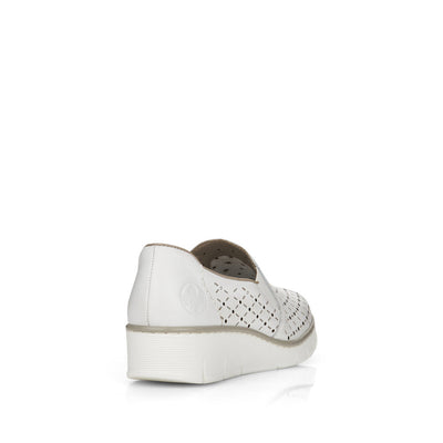 RIEKER - 53795-80 LOW WEDGE SLIP-ON SHOE - WHITE
