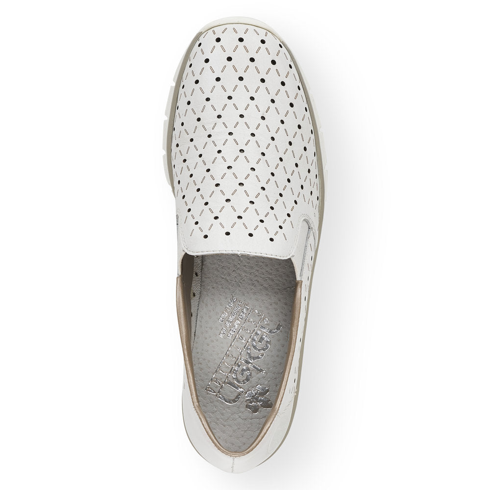 RIEKER - 53795-80 LOW WEDGE SLIP-ON SHOE - WHITE