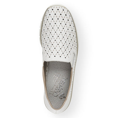 RIEKER - 53795-80 LOW WEDGE SLIP-ON SHOE - WHITE