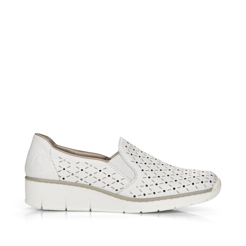 RIEKER - 53795-80 LOW WEDGE SLIP-ON SHOE - WHITE