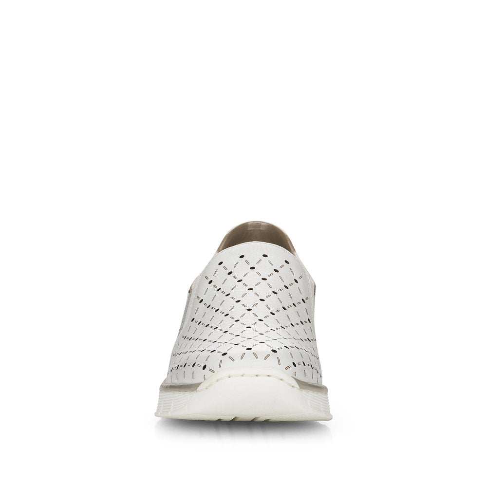RIEKER - 53795-80 LOW WEDGE SLIP-ON SHOE - WHITE
