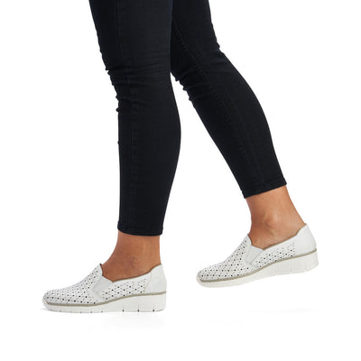 RIEKER - 53795-80 LOW WEDGE SLIP-ON SHOE - WHITE