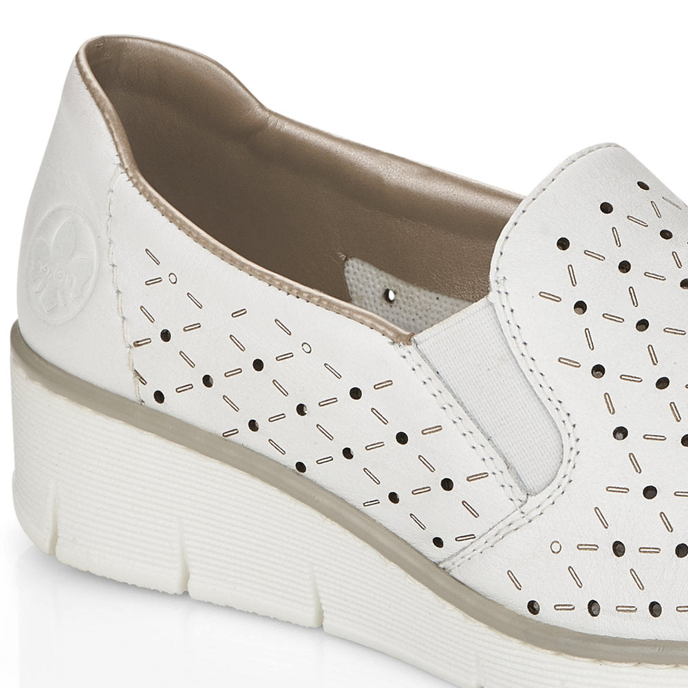 RIEKER - 53795-80 LOW WEDGE SLIP-ON SHOE - WHITE