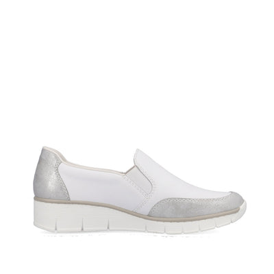 RIEKER - 53796-80 SLIP-ON COMFORT SHOE - WHITE/SILVER
