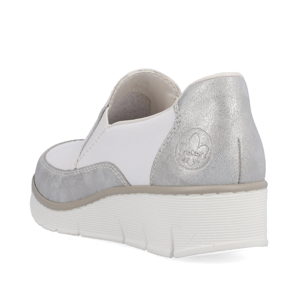 RIEKER - 53796-80 SLIP-ON COMFORT SHOE - WHITE/SILVER