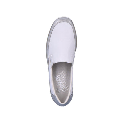 RIEKER - 53796-80 SLIP-ON COMFORT SHOE - WHITE/SILVER
