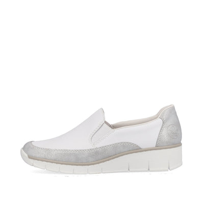 RIEKER - 53796-80 SLIP-ON COMFORT SHOE - WHITE/SILVER
