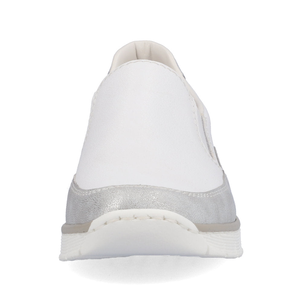 RIEKER - 53796-80 SLIP-ON COMFORT SHOE - WHITE/SILVER