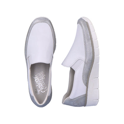 RIEKER - 53796-80 SLIP-ON COMFORT SHOE - WHITE/SILVER