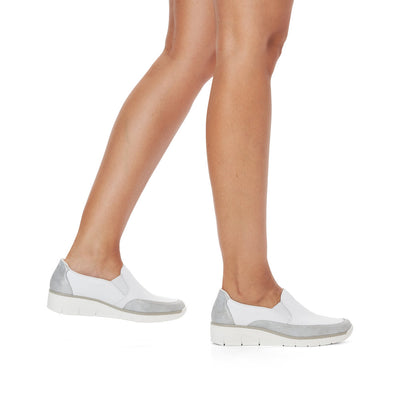 RIEKER - 53796-80 SLIP-ON COMFORT SHOE - WHITE/SILVER