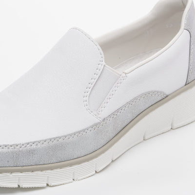 RIEKER - 53796-80 SLIP-ON COMFORT SHOE - WHITE/SILVER
