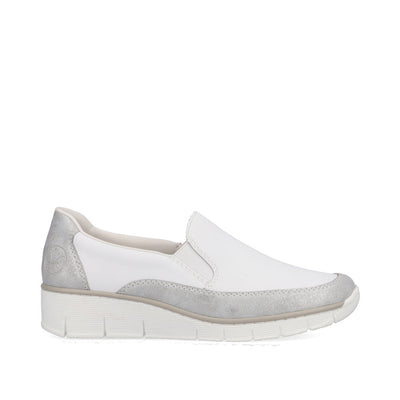 RIEKER - 53796-80 SLIP-ON COMFORT SHOE - WHITE/SILVER