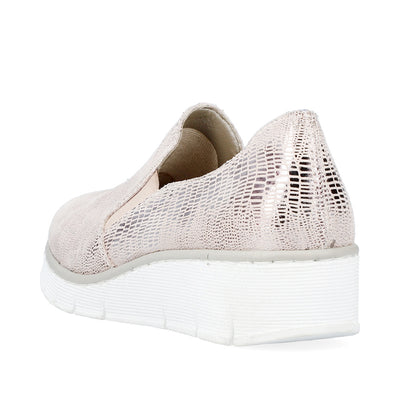RIEKER - 537B0-62 WEDGE SLIP-ON CASUAL SHOE  - ROSE GOLD METALLIC