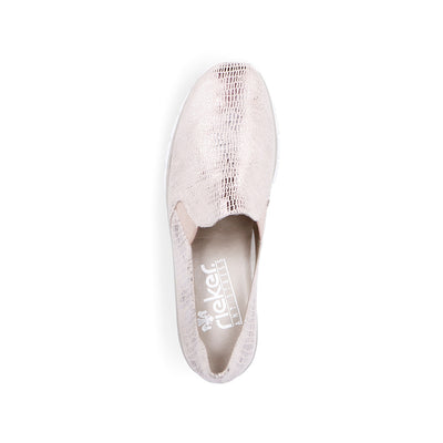 RIEKER - 537B0-62 WEDGE SLIP-ON CASUAL SHOE  - ROSE GOLD METALLIC