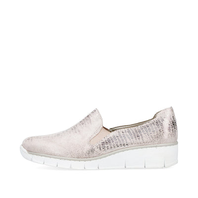 RIEKER - 537B0-62 WEDGE SLIP-ON CASUAL SHOE  - ROSE GOLD METALLIC