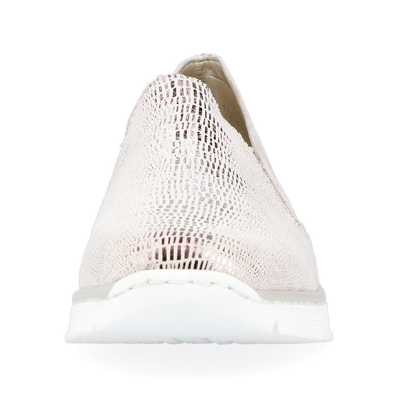 RIEKER - 537B0-62 WEDGE SLIP-ON CASUAL SHOE  - ROSE GOLD METALLIC