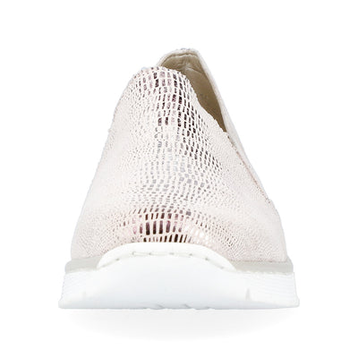 RIEKER - 537B0-62 WEDGE SLIP-ON CASUAL SHOE  - ROSE GOLD METALLIC