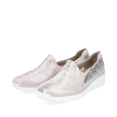 RIEKER - 537B0-62 WEDGE SLIP-ON CASUAL SHOE  - ROSE GOLD METALLIC