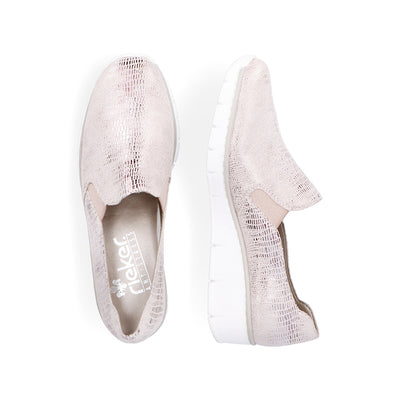 RIEKER - 537B0-62 WEDGE SLIP-ON CASUAL SHOE  - ROSE GOLD METALLIC