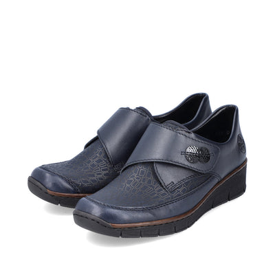 RIEKER 537C0-14 SHOE-VELCRO COMFORT SHOE - NAVY