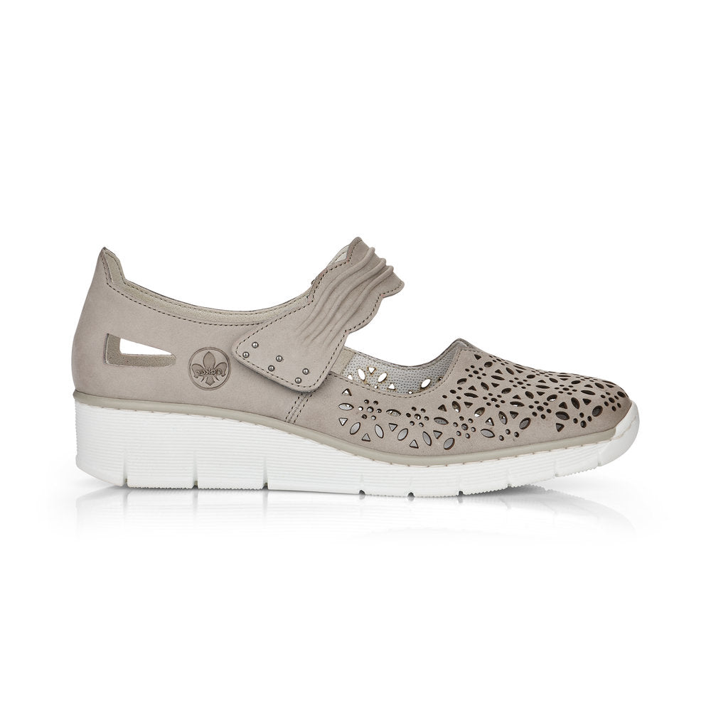 LDS STRAP WEDGE SHOE - GREY