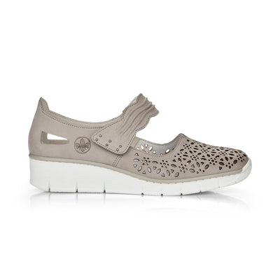 LDS STRAP WEDGE SHOE - GREY
